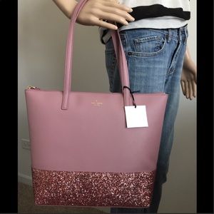 Kate Spade pink glitter tote NEW
